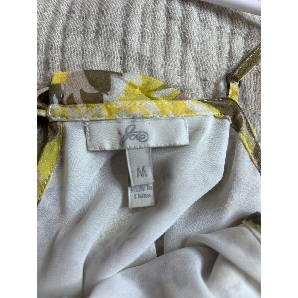 Joie Silk Mixed Floral Print Tiered Maxi Dress Yellow Green Brown Size Med - Picture 10 of 12